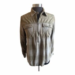 Ascend Olive Green Zip Up Flannel